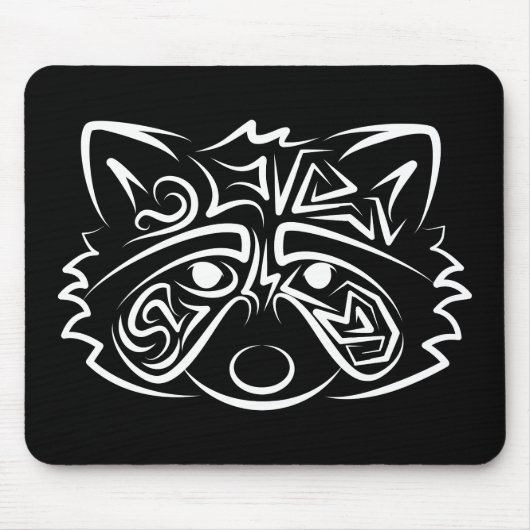 Schwarz-Weiß-Raccoon Mousepad (Vorne)