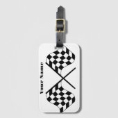 Schwarz-Weiß-Racing-Fahne Gepäckanhänger (Vorderseite Vertikal)