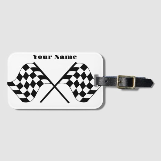 Schwarz-Weiß-Racing-Fahne Gepäckanhänger (Vorderseite (Horizontal))