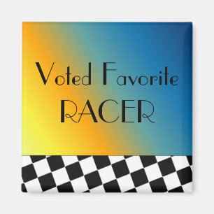 Schwarz-Weiß-Racing-Karo Magnet