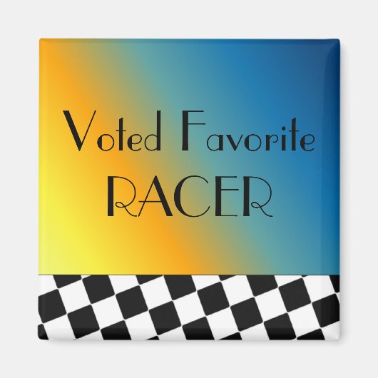 Schwarz-Weiß-Racing-Karo Magnet (Vorne)