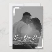 Schwarz-Weiß-Rahmen Ganzes Foto Hochzeit Save The Date (Vorderseite)