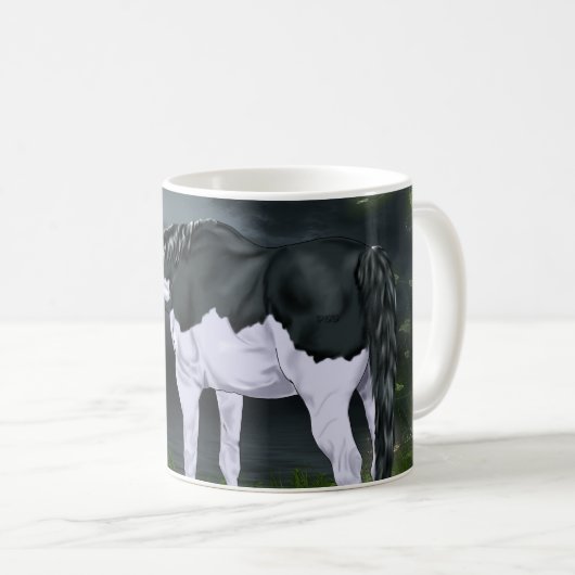 Schwarz-Weiß-Rahmen Overo Paint Horse Kaffeetasse (VorderseiteRechts)