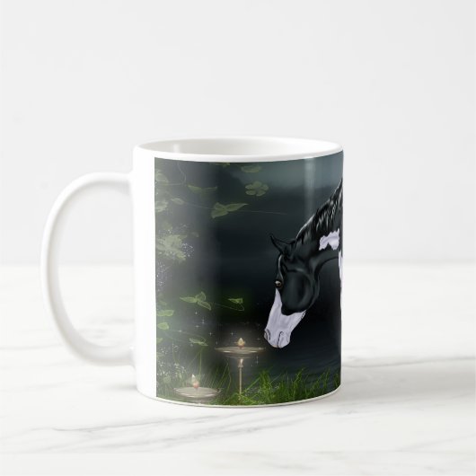 Schwarz-Weiß-Rahmen Overo Paint Horse Kaffeetasse (Links)