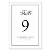 Schwarz-Weiß-Rahmen-Script-Hochzeit Tischnummer (Rückseite)