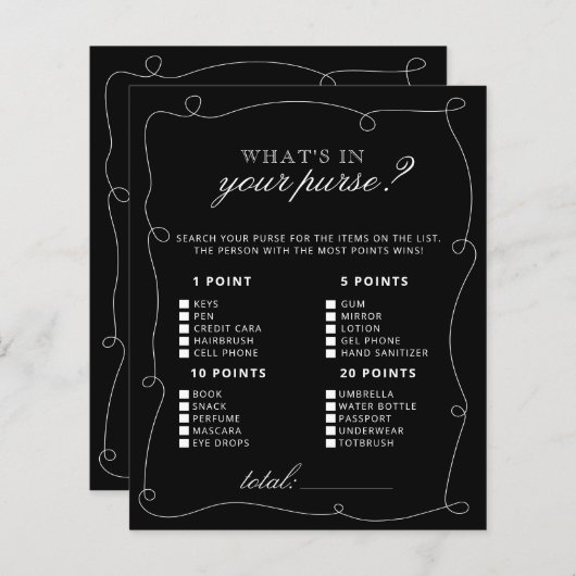 Schwarz-Weiß-Rahmen Was ist in deinem Handspiel? (Vorne/Hinten)