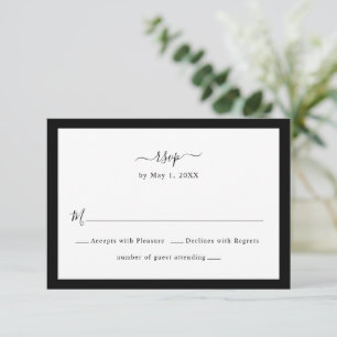 Schwarz-Weiß-Rand RSVP Karte