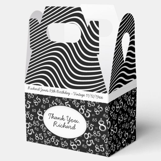 Schwarz/Weiß-Random-Zahlenmuster des 85. Party Geschenkschachtel (Geöffnet)