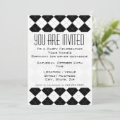 Schwarz-Weiß-Raute Einladung (Stehend Vorderseite)