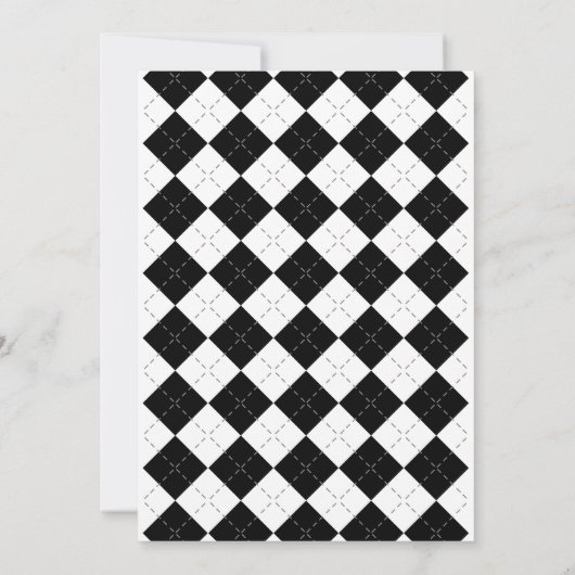 Schwarz-Weiß-Raute Einladung (Rückseite)