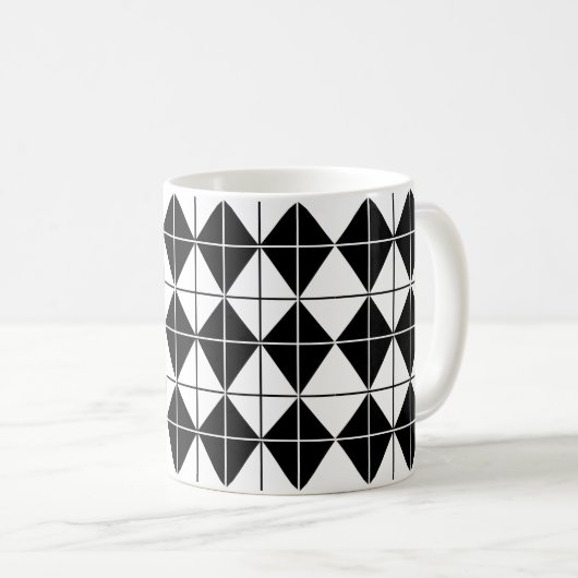 Schwarz-Weiß-Raute Kaffeetasse (VorderseiteRechts)