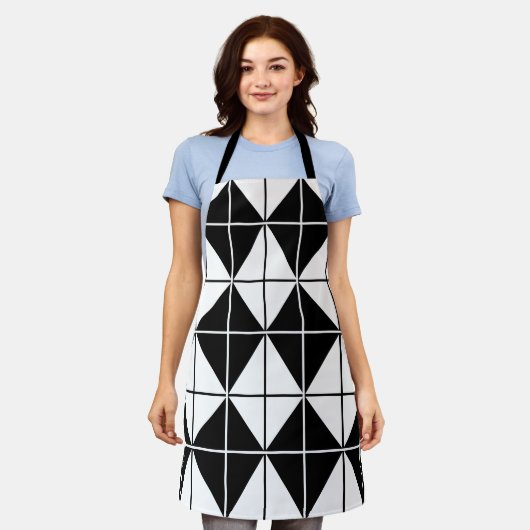 Schwarz-Weiß-Raute Schürze (Getragen)