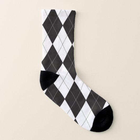Schwarz-Weiß-Raute Socken (Links - Innen)
