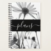Schwarz-Weiß-Ray-Blume Hochzeitspläne Planer (Vorderseite)