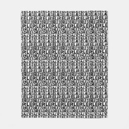 Schwarz-Weiß "Read" in 8 Sprachen Lino Cut Fleecedecke