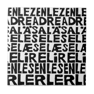 Schwarz-Weiß "Read" in 8 Sprachen Lino Cut Fliese