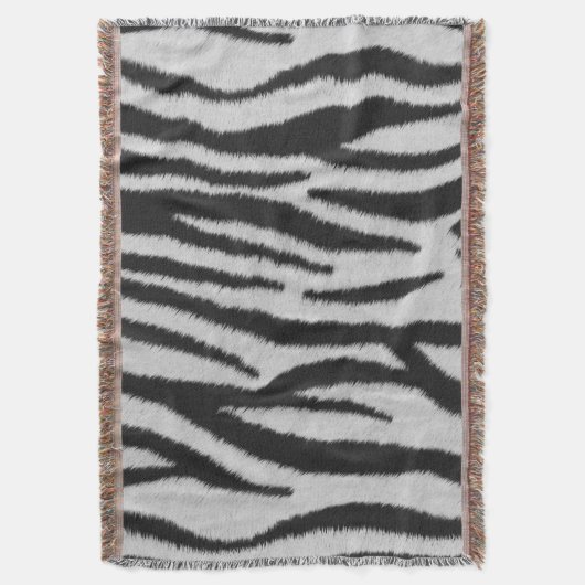 Schwarz-Weiß-Realistische Zebra-Pelz-Textur Decke (Vorderseite Vertikal)