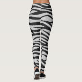 Schwarz-Weiß-Realistische Zebra-Pelz-Textur Leggings (Rückseite)