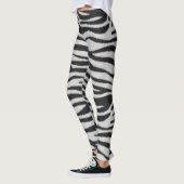 Schwarz-Weiß-Realistische Zebra-Pelz-Textur Leggings (Links)