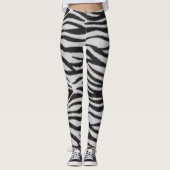 Schwarz-Weiß-Realistische Zebra-Pelz-Textur Leggings (Vorderseite)