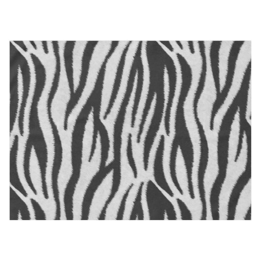 Schwarz-Weiß-Realistische Zebra-Pelz-Textur Tischdecke (Vorderseite (Horizontal))