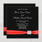 Schwarz-weiß Red Black Wedding Einladung (Vorne/Hinten)