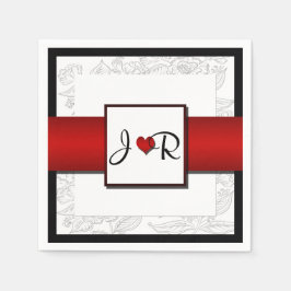 Schwarz-weiß Red Bohemisch Posh Wedding Napkins Serviette