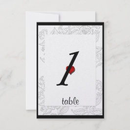 Schwarz-weiß Red Bohemisch Posh Wedding Table card Einladung