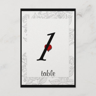 Schwarz-weiß Red Bohemisch Posh Wedding Table card Einladung