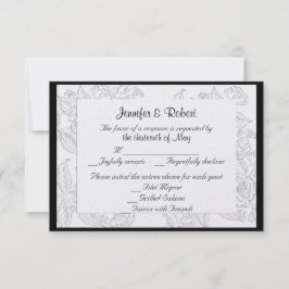 Schwarz-weiß Red Bohemisch Wedding Response Card RSVP Karte