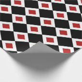 Schwarz, Weiß, Red Diamond Muster Geschenkpackung Geschenkpapier (Ecke)