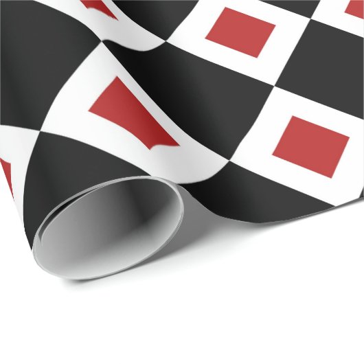 Schwarz, Weiß, Red Diamond Muster Geschenkpackung Geschenkpapier (Rolleneckpunkt)