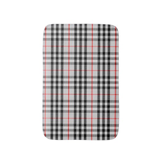 Schwarz-weiß Red Gingham | Klassisches Scheckgeweb Badematte (Vorderseite Vertikal)