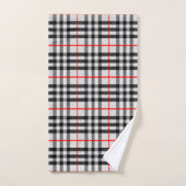 Schwarz-weiß Red Gingham | Klassisches Scheckgeweb Badhandtuch Set (Handtuch)
