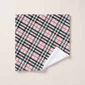 Schwarz-weiß Red Gingham | Klassisches Scheckgeweb Badhandtuch Set (Waschlappen)