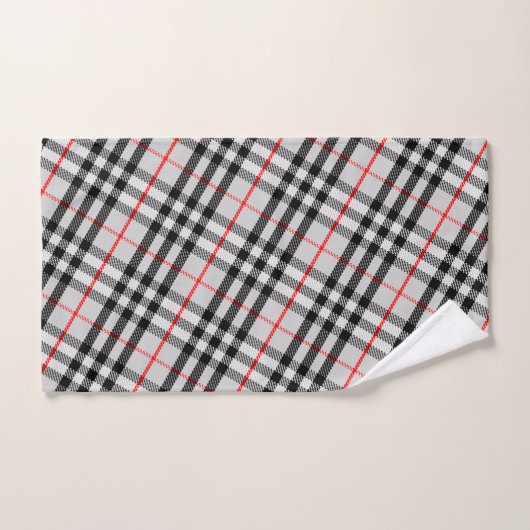 Schwarz-weiß Red Gingham | Klassisches Scheckgeweb Badhandtuch Set (Handtuch)