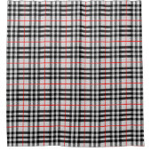 Schwarz-weiß Red Gingham | Klassisches Scheckgeweb Duschvorhang (Vorderseite)