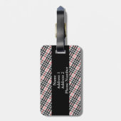 Schwarz-weiß Red Gingham | Klassisches Scheckgeweb Gepäckanhänger (Rückseite vertikal)