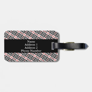 Schwarz-weiß Red Gingham Klassisches Scheckgeweb Gepäckanhänger