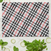 Schwarz-weiß Red Gingham | Klassisches Scheckgeweb Geschirrtuch (Gefaltet)