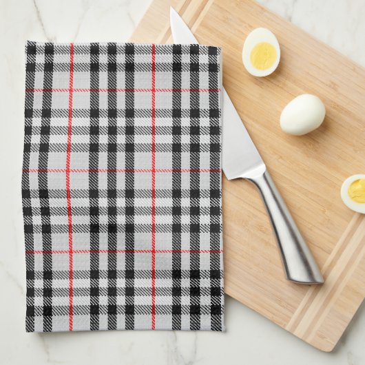 Schwarz-weiß Red Gingham | Klassisches Scheckgeweb Geschirrtuch (Viertel Falte)