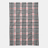 Schwarz-weiß Red Gingham | Klassisches Scheckgeweb Geschirrtuch (Vertikal)
