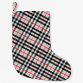 Schwarz-weiß Red Gingham | Klassisches Scheckgeweb Kleiner Weihnachtsstrumpf (Vorderseite)