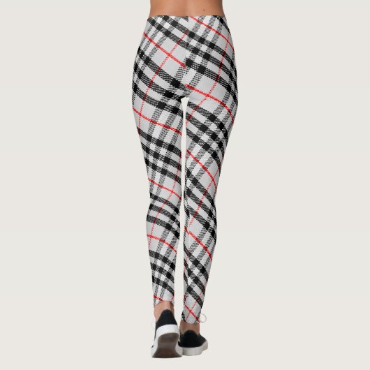 Schwarz-weiß Red Gingham | Klassisches Scheckgeweb Leggings (Rückseite)