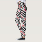 Schwarz-weiß Red Gingham | Klassisches Scheckgeweb Leggings (Links)