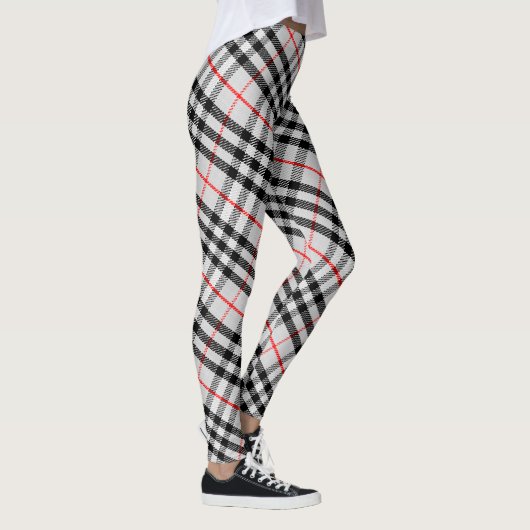 Schwarz-weiß Red Gingham | Klassisches Scheckgeweb Leggings (Rechts)