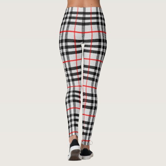 Schwarz-weiß Red Gingham | Klassisches Scheckgeweb Leggings (Rückseite)