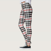 Schwarz-weiß Red Gingham | Klassisches Scheckgeweb Leggings (Links)