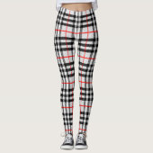 Schwarz-weiß Red Gingham | Klassisches Scheckgeweb Leggings (Vorderseite)
