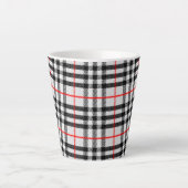 Schwarz-weiß Red Gingham | Klassisches Scheckgeweb Milchtasse (Vorderseite)